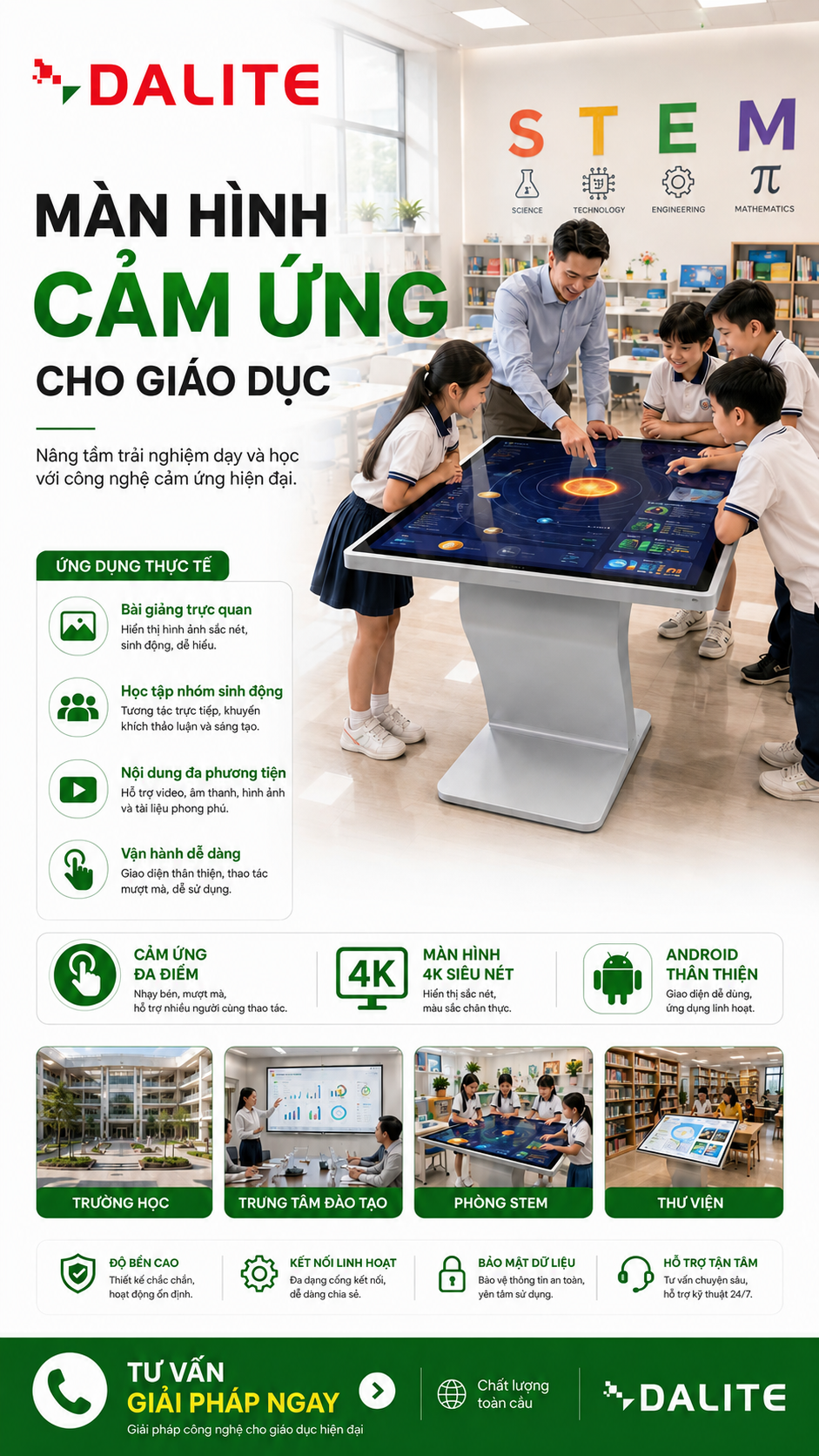 Màn hình quảng cáo 50 icnh Dalite A50IR-T 4k 4 03 giao duc